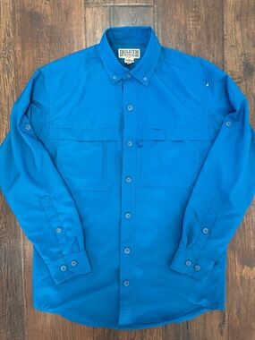 Duluth Trading Co. Men's Action Shirt Blue Long Sleeve Fishing Hiking Mens